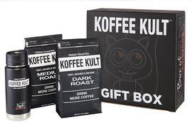 Koffee Kult Coffee Holiday Gift Basket - Variety of 3 Whole Bean Coffee - Dark Roast - Medium Roast - Harrar Coffees N14