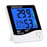 BonyTek Digital Hygrometer Thermometer Alarm Clock Date Time with LCD Night Light Indoor Outdoor Temperature Sensor... N4