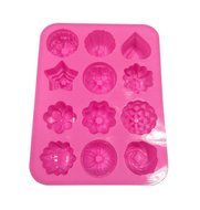 Rainten 12 Cavity Flowers Food Grade Silicone Non Stick Cake Bread Mold Chocolate Jelly Candy Baking Mould with... N2