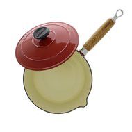 Chasseur 2.5-quart Red French Enameled Cast Iron Saucepan With Wooden Handle N2