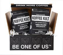 Koffee Kult Coffee Holiday Gift Basket - Variety of 3 Whole Bean Coffee - Dark Roast - Medium Roast - Harrar Coffees N17
