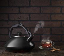 Osaka, Enamel Coated Whistling Tea Kettle - 3 Quart Capacity Teakettle &quot;Kobe Port Tower&quot; (Blue) N2