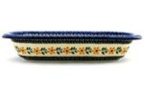 Polish Pottery Oval Baker 14-inch Golden Daisy Swirl N2