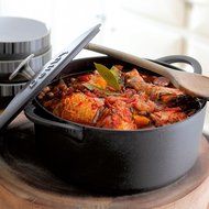 Denby Cast Iron Round Covered Casserole, 3-Liter, Black N4