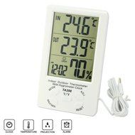 LingsFire Digital LCD Indoor/Outdoor Thermometer Humidity Hygrometer With Min/ Max Value And Clock (TA298) N5