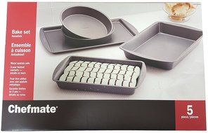 Chefmate 5pc Nonstick Bake Set Cake, Cookie &amp; Brownie Baking Pans N6