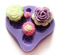 4-Hole Flower Fondant and Gum Paste Silicone Resin Clay Molds Baking Molds Cake Decoration