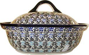 Boleslawiec Stoneware Polish Pottery 10" Covered Baker Eva's Collection "Martina" N2