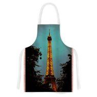 KESS InHouse Ann Barnes "Tour Eiffel" Blue Gold Artistic Apron, 31 by 35.75", Multicolor