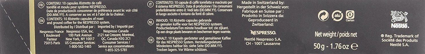 Nespresso OriginalLine: Ristretto, 50 Count N4