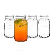 Cathy's Concepts Wedding Party Mason Jars (Set of 4), 26 oz., Clear