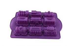 9 Locomotive Bogies Train Silicone Jelly Cake Mold Muffin Cupcake Pudding Cake Soap Ice Chocolate Mould N3
