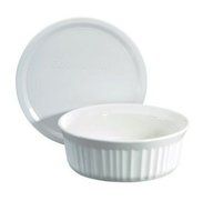 Corningware 24 Oz Round French White Casserole Bundle: Round Casserole with Plastic Lid