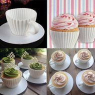 4X Silicone Cupcake Cups Set Cake Mold Muffin Baking Mould Chocolate Tea Cup Case (White) N3