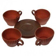 4X Silicone Cupcake Cups Set Cake Mold Muffin Baking Mould Chocolate Tea Cup Case (White) N6