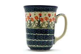 Polish Pottery Mug - 16 oz. Bistro - Peach Spring Daisy