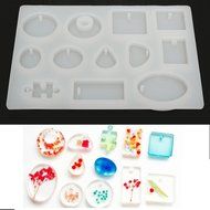 "12 Models Silicone Mold Mould Resin DIY Pendant Jewelry Tools Accessories" shopping