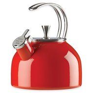 Durable Steel Construction 80oz./2.5qt.Tea Kettle in Flame Red