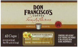 Don Francisco Coffee Family Reserve Hawaiian Hazelnut Single Serve Coffee, 12 Count (Pack of 6)