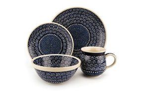 Polish Pottery Pearl 4 Piece Dinner Set