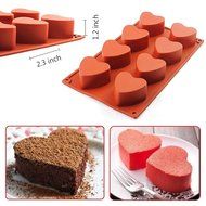 IC ICLOVER Vermilion 100% Food Grade Silicone Bakeware Cake Mold Baking Pan Heart Mold with 8 Cups for Baking... N3
