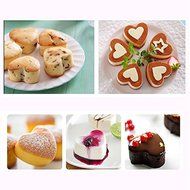 IC ICLOVER Vermilion 100% Food Grade Silicone Bakeware Cake Mold Baking Pan Heart Mold with 8 Cups for Baking... N4