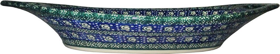Boleslawiec Stoneware - Polish Pottery Serving or Baking Dish with Handles - Eva's Collection "Green Garden" N3