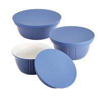 Paula Deen Savannah Collection Serve and Save 3-Piece Set Round Storage Containers with Lids, Blueberry N2