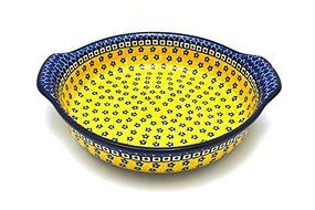 Polish Pottery Baker - Round with Grips - Large - Sunburst