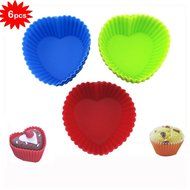 KAWAICAT 6-Pcs Reusable Silicone Baking Cups, Cupcake Liners, Muffin Cups - Non-Stick, Heat Resistant (Up to 480... N7