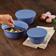 Paula Deen Savannah Collection Serve and Save 3-Piece Set Round Storage Containers with Lids, Blueberry N3