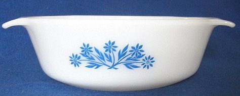 Anchor Hocking Fire King 1 Quart Casserole Blue Corn Flower #436 - 7-1/2" (NO LID) N3
