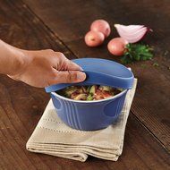 Paula Deen Savannah Collection Serve and Save 3-Piece Set Round Storage Containers with Lids, Blueberry N5