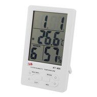 LCD Digital Alarm Clock Temperature Humidity Meter White KT-905