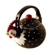 Home-X Rooster Tea Kettle, 2 Quart Whistling Teakettle