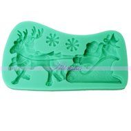 Generic Silicone 3D Father Christmas Lace Mold Fondant cake Sugarcraft Decorating Mould N3