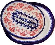 Boleslawiec Stoneware - Polish Pottery 10" Covered Baker - Eva's Collection "Maple Leaf"
