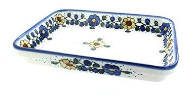 Polish Pottery Geranium Large Rectangular Baker