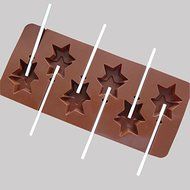 Six double-pointed star lollipop Silicone cake mold Pan 9.3&quot;x4.1&quot;x0.47&quot; Color At Random N2