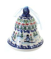 Polish Pottery Skiing Snowman Large Bell