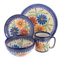 Polish Pottery Autumn Burst 4 Piece Dinner Set