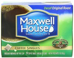 Maxwell House Decaf Original Roast Coffee Singles(Medium), 19-Count Single Serve Coffee Bags (Pack of 4)