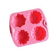 Seedan Silicone Baking Cups Cake Pan Muffin Tin Handmade Biscuit Chocolate Ice Cube Tray DIY Mold (Flower, Red...