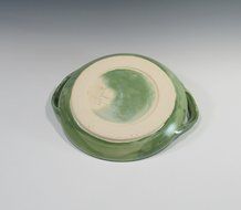 Serving Plate with handles in green glaze N6