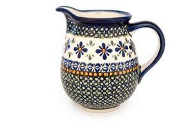 Polish Pottery Mosaic Flower Small Pitcher