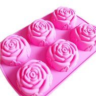 Seedan Silicone Baking Cups Cake Pan Muffin Tin Handmade Biscuit Chocolate Ice Cube Tray DIY Mold (Flower, Red... N2