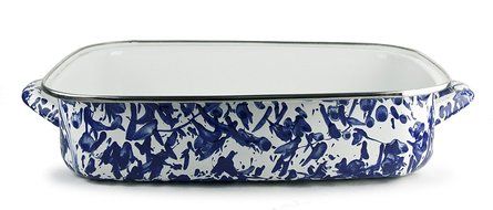 Golden Rabbit Swirl Lasagna Pan (Cobalt)- Porcelain Enamel Dishwasher Safe Baking Pan- Kitchenware Holiday/Wedding...