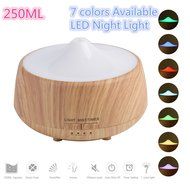250ml Aromatherapy Essential Oil Diffuser, Wood Grain Ultrasonic Cool Mist Air Humidifier (dark wood grain)