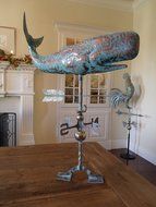 LARGE Handcrafted 3D 3- Dimensional WHALE Weathervane Copper Patina Finish
