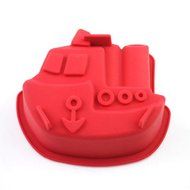 2win2buy 3PCS Mini Cake Candy Mold Non Stick Silicone Baking Cups Corsair-shaped Red White Brown